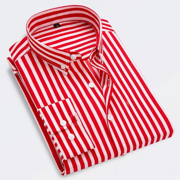 Camisa clásica a rayas para hombre, con bolsillo en el pecho y rayas verticales, de otoño, de manga larga, formal, azul, para negocios, de gran tamaño.