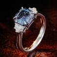 thumbnail image 2 of Blue Jewelry 2.1 Ct Asscher Cut Moissanite Rings - 14K White Gold Plated Rings - Diamond Engagement Wedding Rings for Women's - 3 Stone Engagement Wedding Rings - Proposal Delicate Rings, 2 of 9