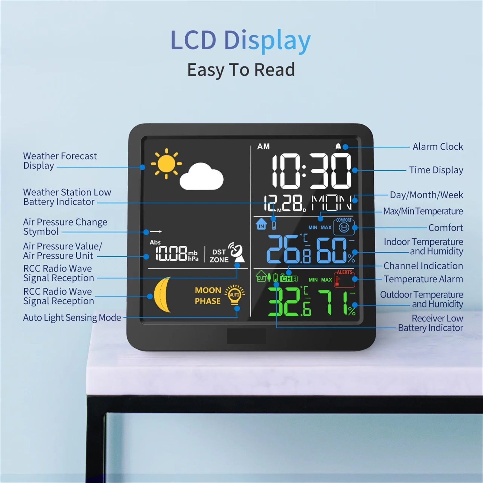 Weather Station Temperature Humidity Meter Thermometer Hygrometer Outdoor Temperature And Humidity Sensor Office