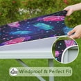 thumbnail image 6 of Neon Feather with Dots Pattern Square Fitted Tablecloth with Elastic Edge,Square Table Cover,Washable Elastic Table Cover for Home Kitchen Party Decor 34"x34", 6 of 6