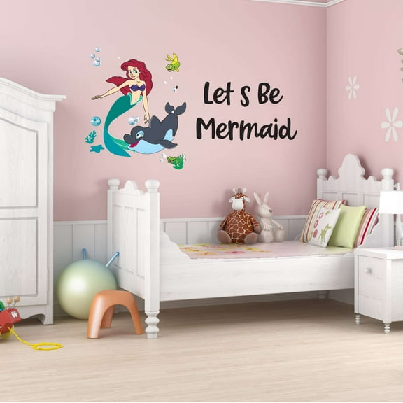 Let's Be Mermaid Colorful Fish Dream Big Little Octopus Statfish Princess Queen Sweet Dreams Bedtime Unicorn Lovely Dear Dream Holiday Gift Decorating Bedroom Wall Decal Sticker - Size: 20 In X 12 In