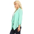 thumbnail image 3 of Women's Solid Basic Casual Draped Neck Open Front Ruched Sleeve Outerwear Vest Cardigan, 3 of 5