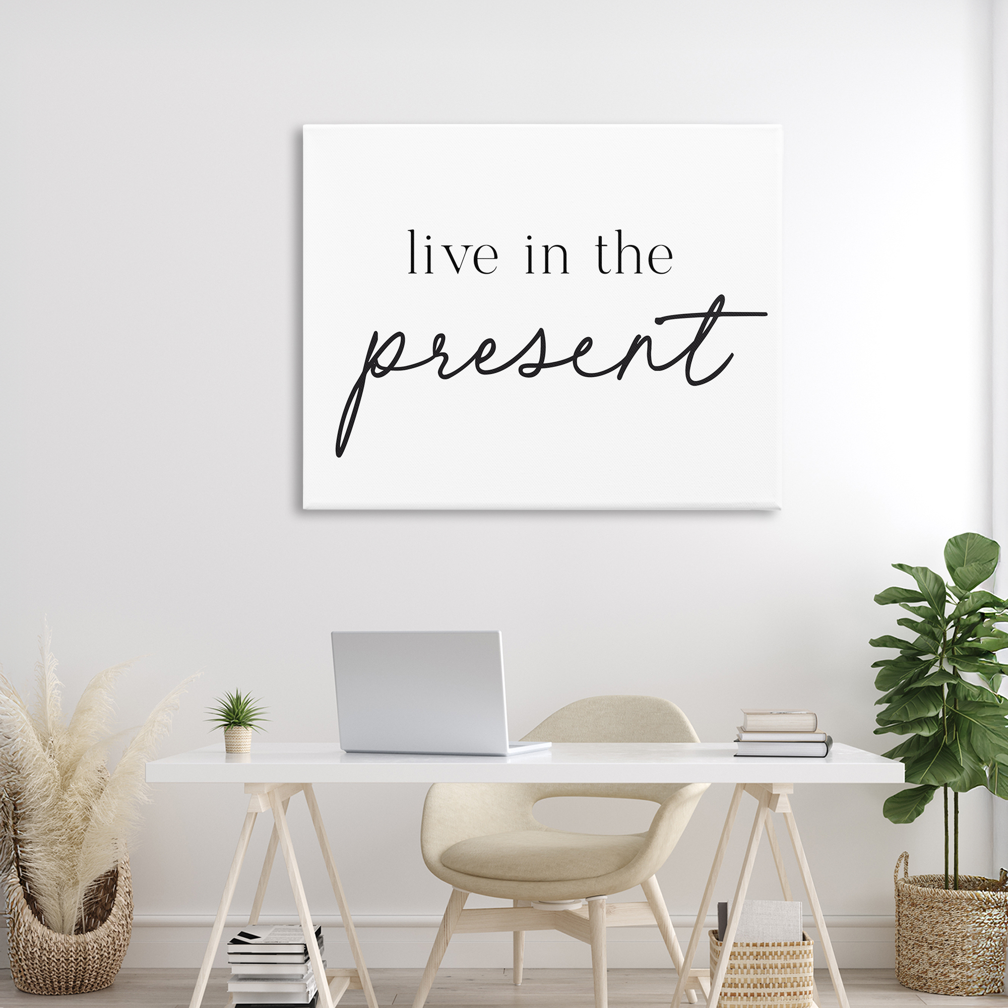 Live In The Present Canvas Wall Art, design by Lettered and Lined