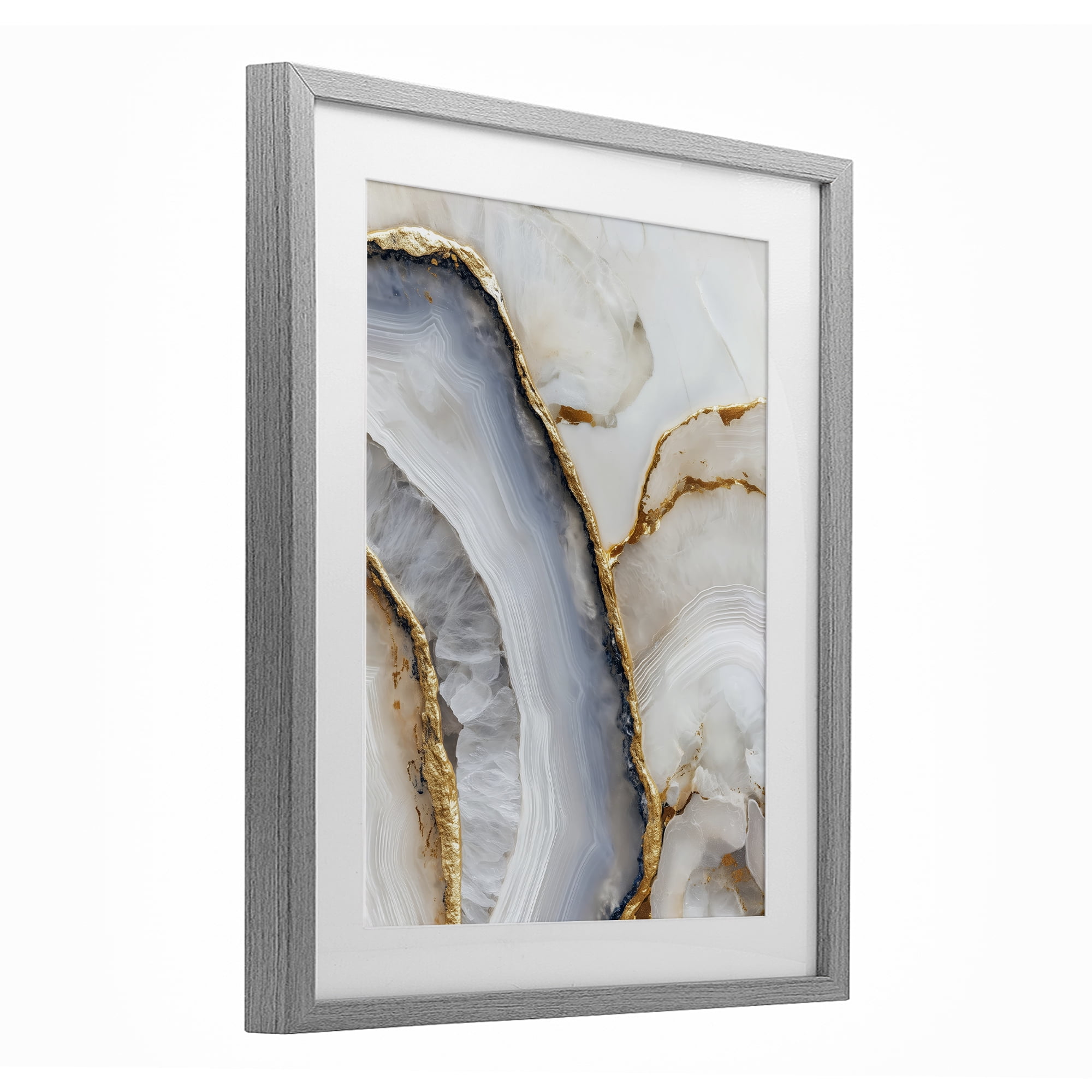 Stupell Industries Golden Marble Flow Gray Framed Print Under Glass, design by Svetlana Aleynikova