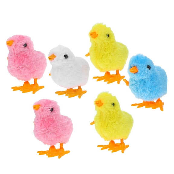 GOOHOCHY  6 Pcs Clockwork Animal Plaything Fluffy Jumping Chicken Toys Easter