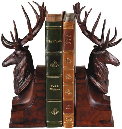 Set of 2 Cast Iron Heavy Deer Stag Head Book Ends