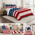 thumbnail image 6 of Full Quilt Set 78''x90'', 4th of July Lightweight Summer Bedspread Coverlet Set with 2 Pillow Shams, Red Stripes Independence Day Breathable All Season Quilt Bedding for Bedroom/Guest Room, 6 of 9
