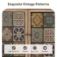 thumbnail image 5 of Alpha Joy 2-Door Accent Distressed Cabinet with Large Interior Storage, Retro Storage Cabinet with 2 Doors & Wood Frame, Checkered Patterns for Living Room, Entryway, 5 of 8