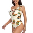 thumbnail image 2 of Fotbe Boho Chicken Women's One Piece Swimsuits One Shoulder Swimwear Ruched Tummy Control Bathing Suits Cutout Monokini-Large, 2 of 7