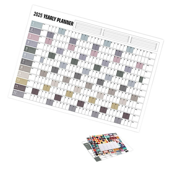 FEAMOS 2025 Yearly Planner Calendar Family Home Planner Calender 2025 Full Year Planner Calendar 74X52Cm From 01.2025-12.2025