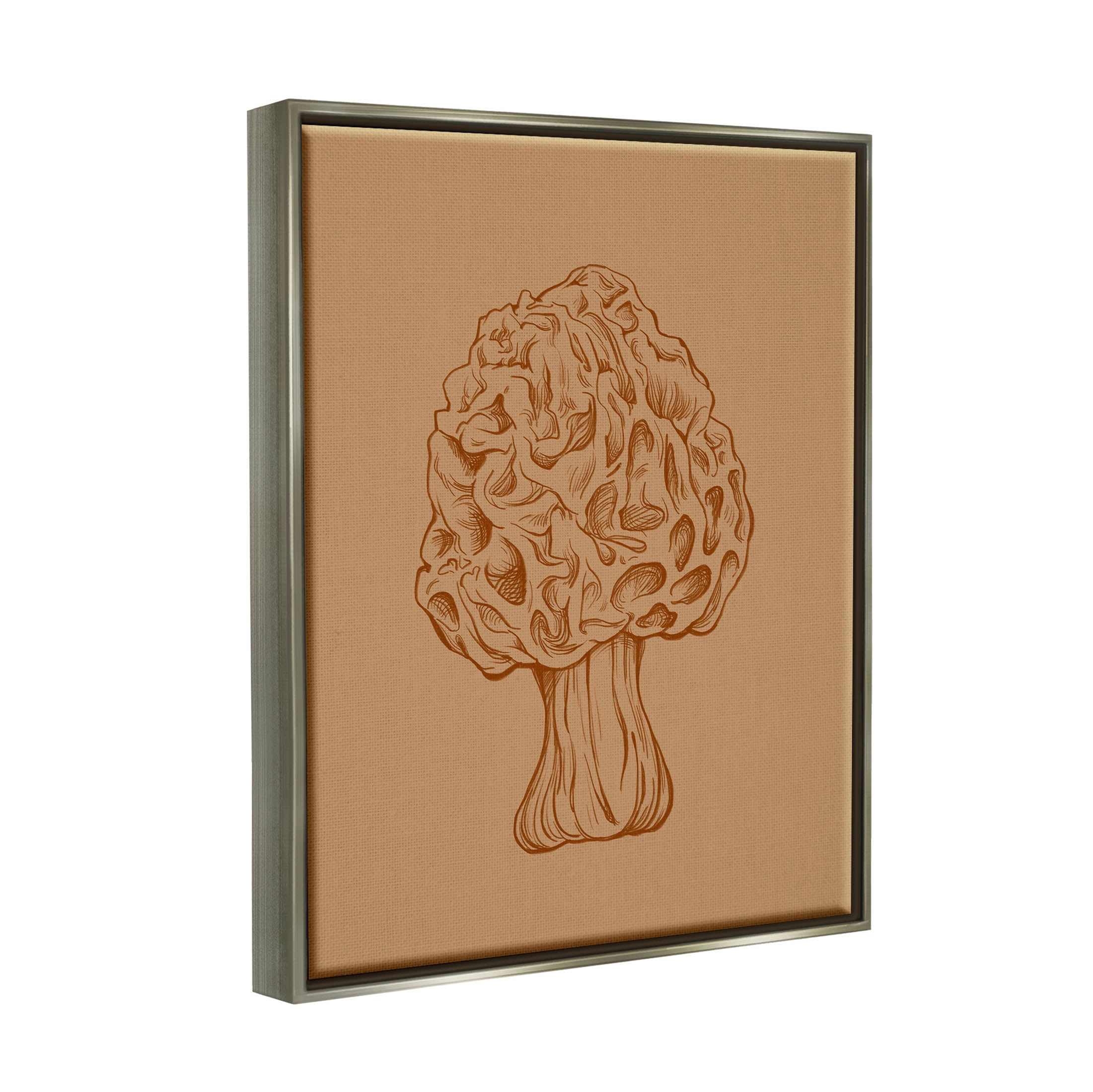 Stupell Industries Organic Mushroom Detailed Study Graphic Art Luster Gray Floating Framed Canvas Print Wall Art, Design by Ziwei Li
