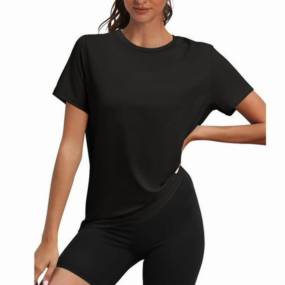 Ronuti Fall Winter Workout Tops for Women UPF 50 Breathable Quick Dry Loose Fit T Shirt Outdoor Yoga Running Hiking Gym Tee Top