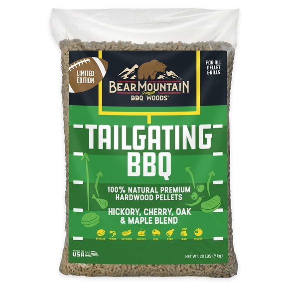 Bear Mountain Tailgating BBQ, Hickory, Cherry, Oak, and Maple Blend, 20 Pounds