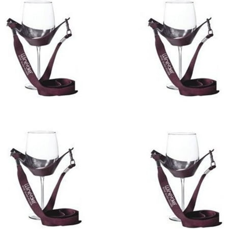 

BWYTYLe Party Time Hand Free Wine Glass Holder Necklace - Set of 4 (Burgundy)