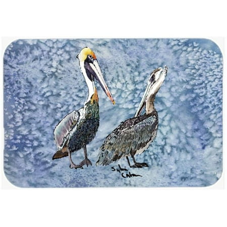 

15 x 12 in. Double Trouble Pelicans on Cool Blue Glass Cutting Board