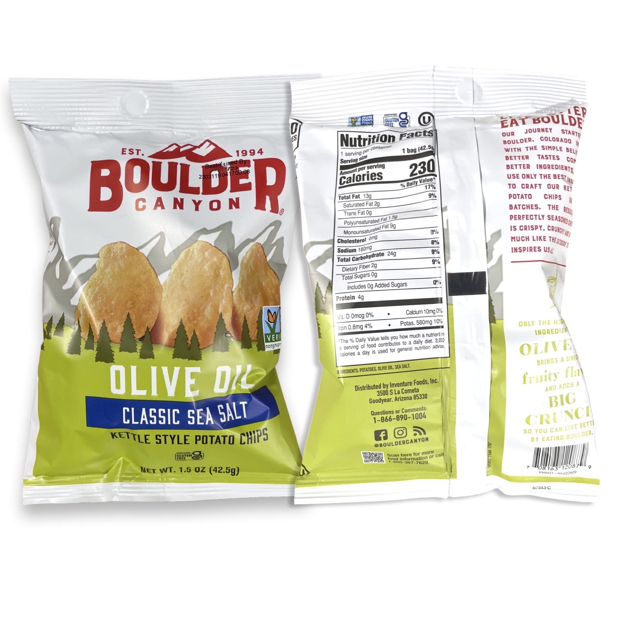 Boulder Canyon Single Serve Avocado Oil Chips, 1.25 oz |  20 Bags