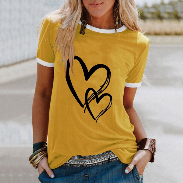 SMihono Hauts pour Femmes Été Décontracté Mode Féminine Décontracté Imprimé Col Rond Ample Manches Courtes T-shirt Pull Oversize T-shirt pour Femmes 2023