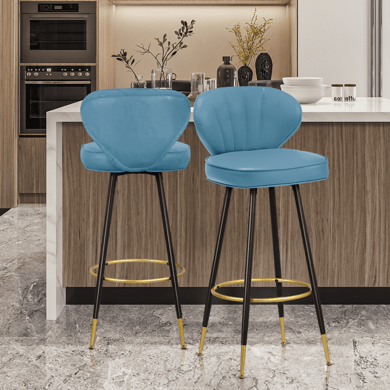 Teal Leather Countertop Stools Lush Bar Stool Square Base
