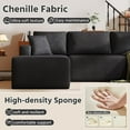 thumbnail image 5 of 140 '' Oversized U-Shaped Chaise Sofa Modern Modular Cloud Couch with Deep Seating Upholstered Sofa for Living Room Bedroom,No Assembly Required, Black(Teddy Fabric), 5 of 10