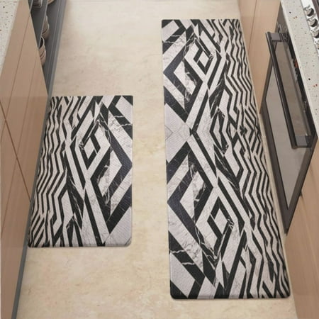 

Anti Fatigue Kitchen Mat Black And White Marble Kitchen Rugs Non Slip Cushioned Standing Mat for Sink Floor Laundry Office Desk Mid 17.3 x 29
