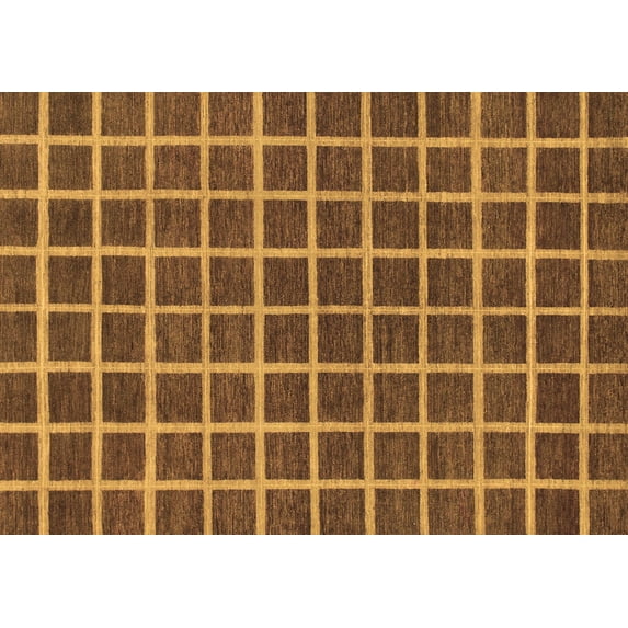Ahgly Company Indoor Rectangle Checkered Brown Modern Area Rugs, 3' x 5'