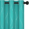 thumbnail image 4 of Deconovo Silver Printed Blackout Curtains - 2 Panels, Wave Dots Pattern, Grommet Top, 42"x63", Thermal Insulated Drapes for Bedroom & Living Room, Turquoise, 4 of 10