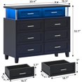 thumbnail image 3 of AOGLLATI Dresser for Bedroom with 8 Drawers, Chest of Drawers with LED Light, Tall Wide Dresser for Storage and Organization, Black Dresser for Bedroom, Living Room, Closet, 3 of 8