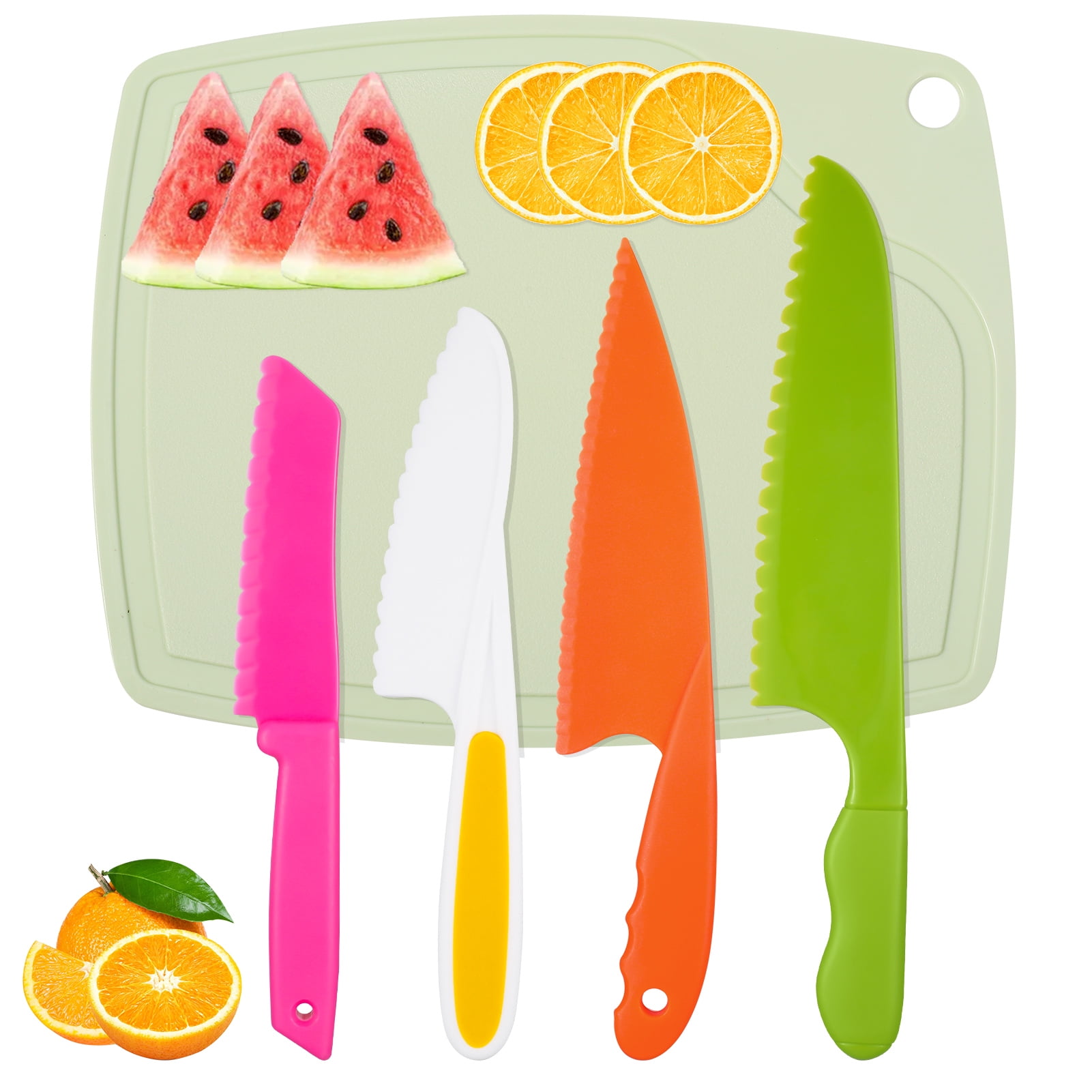 Qweryboo 4 Pcs Kids Knife with Cutting Board, Toddler Knife Set