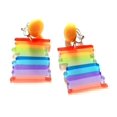 thumbnail image 2 of Clip-on Earrings Multi Color Rainbow Clip Earrings Dangle Lucite Earrings 2.5 inch, 2 of 4