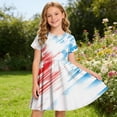 thumbnail image 3 of YUANxueke Girls 4th of July Mini A-Line Dresses Crew Neck Short Sleeve Patriotic Dress Independence Day Outfit for 4-14 Years, 3 of 8
