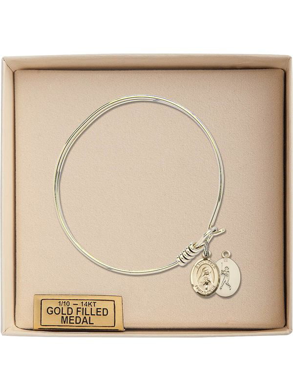 Bonyak Jewelry Oval Eye Hook Bangle Bracelet w/St Rita of Cascia in Gold-Filled