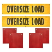 Mesh Oversize Load Signs with Grommets for Trucks - 2 Oversize Load Banners 18" X 84" with Grommets and 4 Red Mesh 18" X 18" Warning Flags