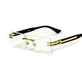thumbnail image 4 of Original Retro Vintage Rectangular Style Designer Rimless Clear Lens Gold Frame Eyewear Unisex Square Frameless Men’s Women Clear Tint Rectangle Hip Hop Eye Glasses, 4 of 6