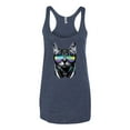 thumbnail image 2 of DJ Kitty Cat with Headphones | Womens Cat Lover Premium Tri-Blend Racerback Tank Top, Vintage Navy, Large, 2 of 3