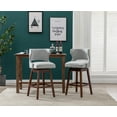 thumbnail image 2 of Guyou 30" Swivel Bar Stool Set of 2, Farmhouse Linen Upholstered Counter Height Bar Stools with Wooden Legs and Open Back for Kitchen Island Restaurant Home Bar Bistro, Grey, 2 of 11