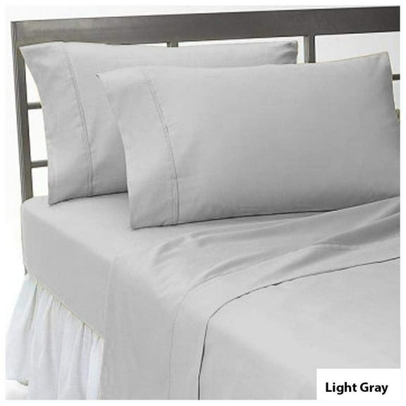 Alive Pixels Flat Sheet with Two Pillow Covers Silver Grey Solid 100% Cotton 3Pc Set