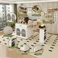 thumbnail image 4 of YIYADO 80" Extendable Kitchen Island with Dining Table, Wood Grain Countertop, Built-In Power Outlet, Mobile Cart with Storage Cabinet and 2 Drawers, White, 4 of 7