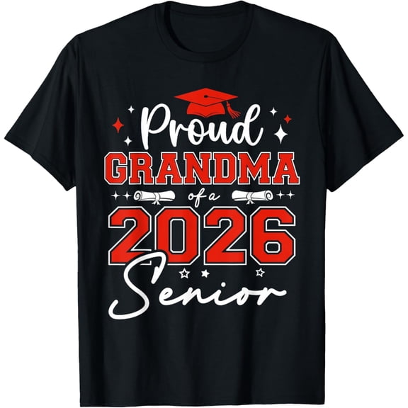 Proud Grandma of a Class of 2026 Senior Graduation T-Shirt Retro Family Celebration Graphic Tee