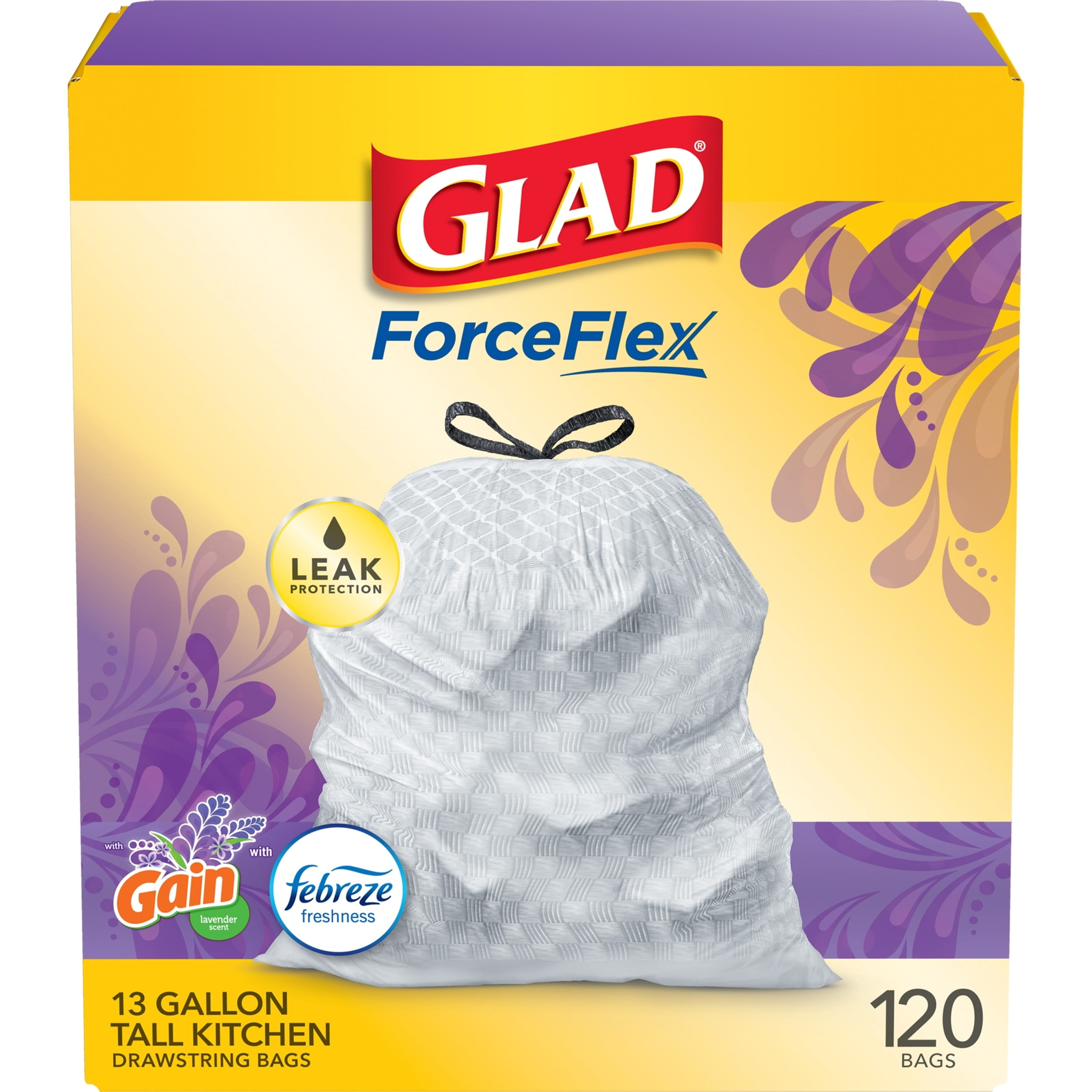 120-Count New Glad ForceFlex Tall Kitchen 13 Gallon Trash Bag With Odor Shield