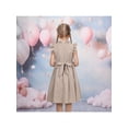 thumbnail image 4 of Sunny Fashion Girls Dress Coffee Solid Lace Trim Cap Sleeve Daily Student Party Cotton 6 Years, 4 of 7