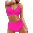 thumbnail image 1 of Traje de baño de cintura alta dividido para mujer, bikini sexy, traje de baño con push-up, conjunto de bikini con vendaje y parte superior de tubo, 1 of 7