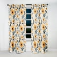 thumbnail image 2 of Designart "Whimsical Yellow Floral Patterns In Watercolor" Floral Curtain Panels, 2 of 6