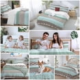thumbnail image 5 of 3 Piece Boho Geometric Duvet Cover Set Twin Size, Microfiber Comforter/Quilt Cover with Corner Ties and 2 Pillowcases, Turquoise Green Brown Tribal Stripes All Season Soft Bedding with Zipper Closure, 5 of 8