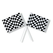Party Central Club Pack of 48 Black and White Checkered Race Track Flag Party Decorations 9.25"