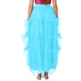 thumbnail image 4 of QHFBli Women Maxi Tulle Skirts Floor Length Layered A Line Elastic High Waist Split Long Tutu Puffy Mesh Tiered Skirt, 4 of 5