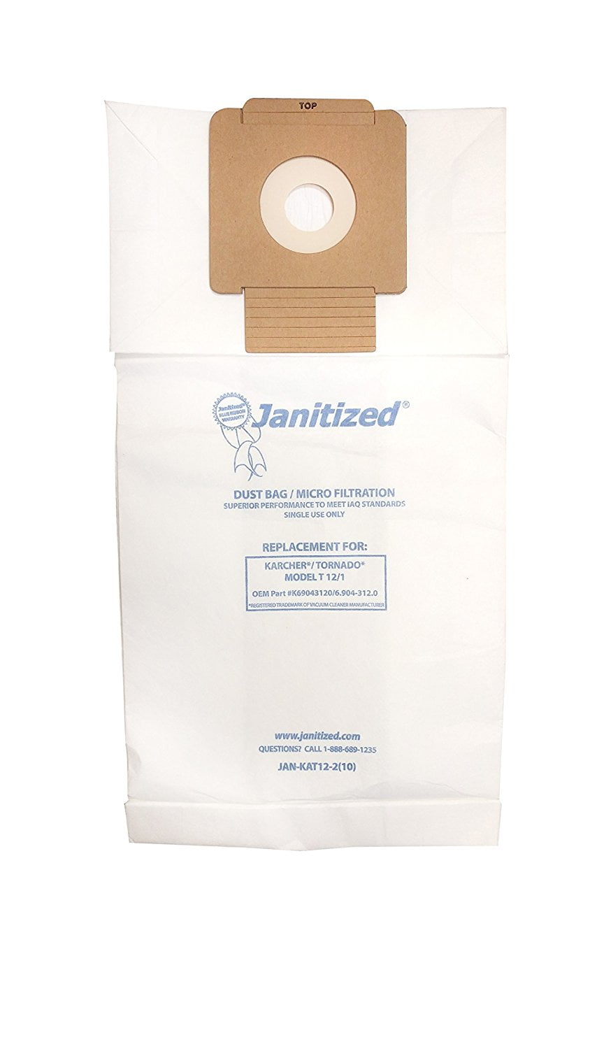 Janitized Jan-Ec930-2 10 Euroclean U Premium Replacement Commercial Vacuum Bag 