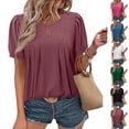 thumbnail image 1 of Fanxing Hauts pour Femmes T-Shirts Plissés devant Blouses Décontractées à Manches Courtes Tunique d'Été Bleu,L, 1 of 8