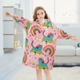 thumbnail image 5 of Dailycode Wearable Blanket Hoodie Oversized Sherpa Flannel Blankets with Pocket for 3-14 Year Old Rainbow Cats Unicorns, 5 of 7