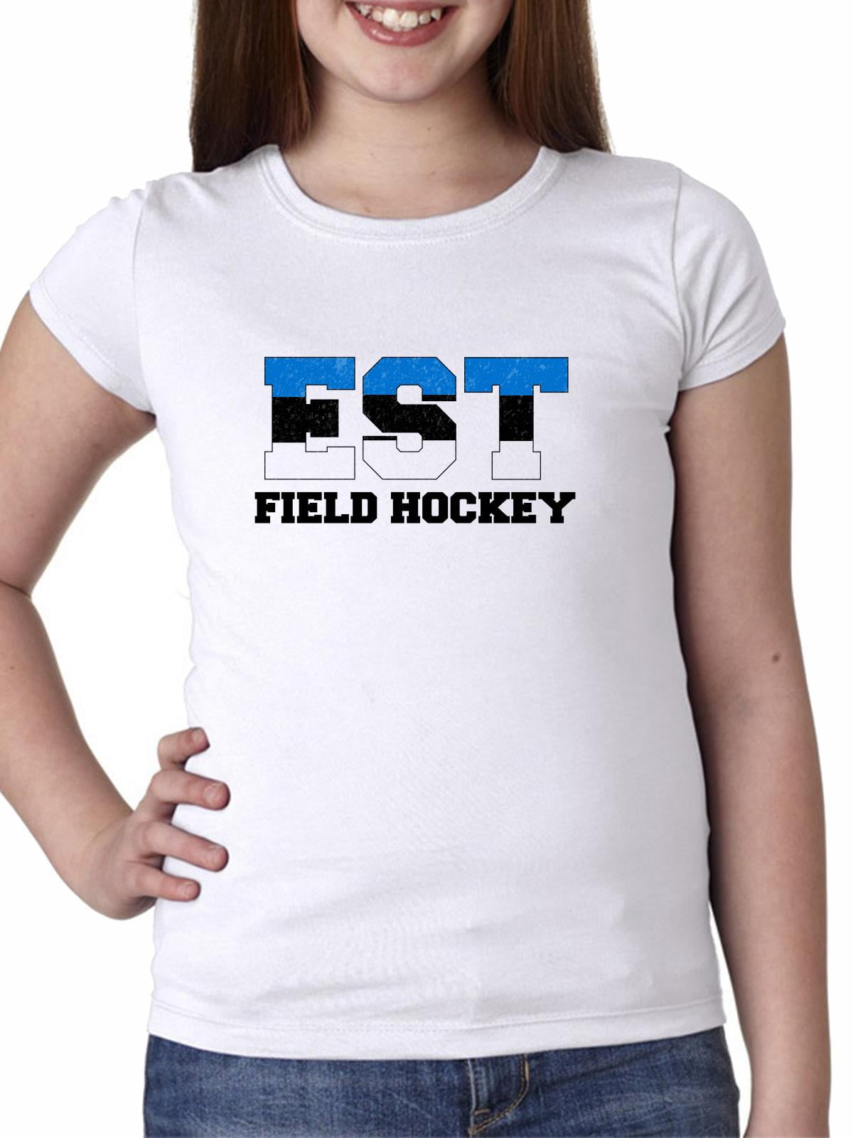 Estonia Field Hockey Olympic Games Rio Flag Girl's Cotton Youth T-Shirt by Hollywood Thread