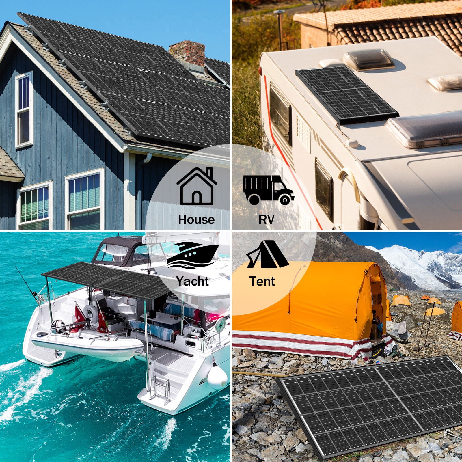 100Watt Bifacial Solar Panel 12V Mono Home PV Power Off-Grid Boat Power Werchtay.